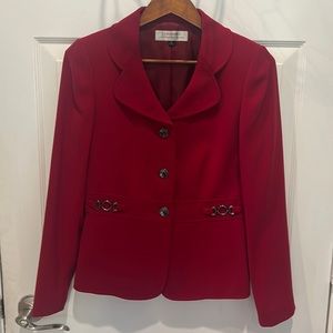 Tahari Arthur S. Levine size 4 red lined jacket
